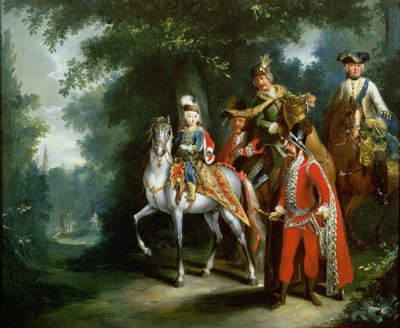 جوزيف الثاني ، إمبراطور ألمانيا (1741-1790) تعلم الركوب في سن السادسة 1748 بواسطة يوهان إلياس ريسينجر أو ريدينغر